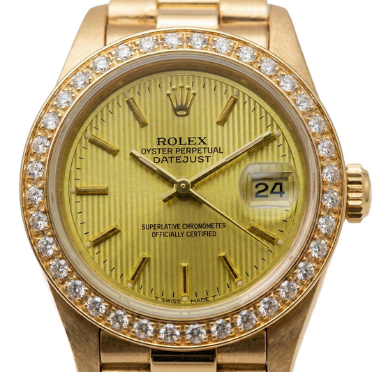 Rolex Dj Lunette Champagne Tapisserie Bâton Cadran Montre Président Style