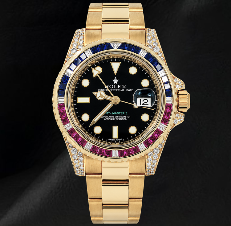 Montre Rolex GMT Master II 116718 Cadran Noir 40 mm Or Jaune 18 carats