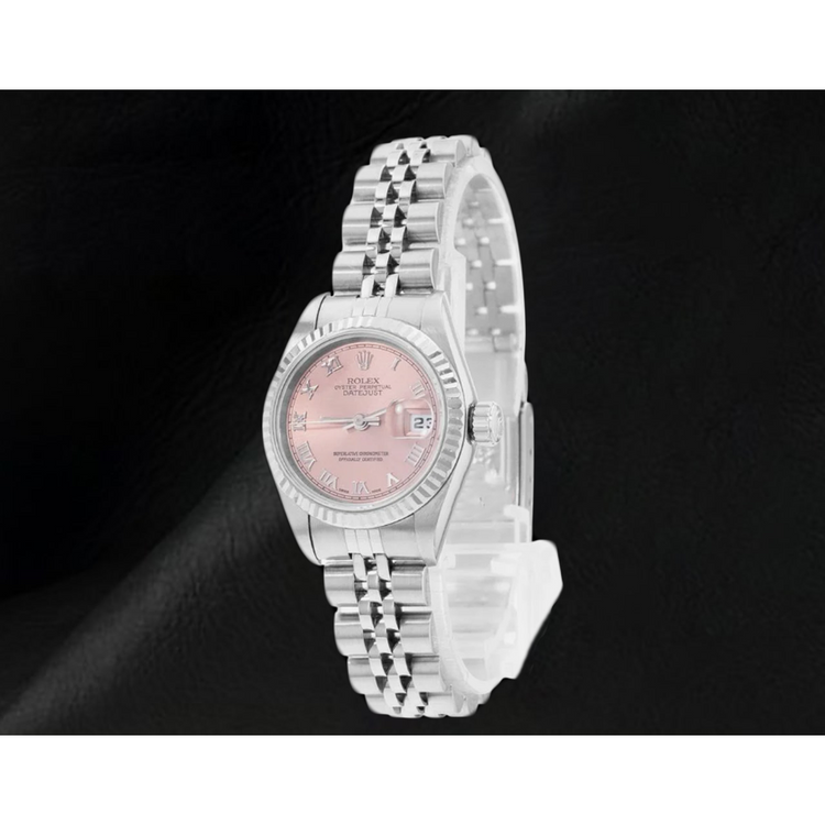 Montre Rolex Datejust Femme 26 mm Année 2002 Cadran Rose à Chiffres Romains