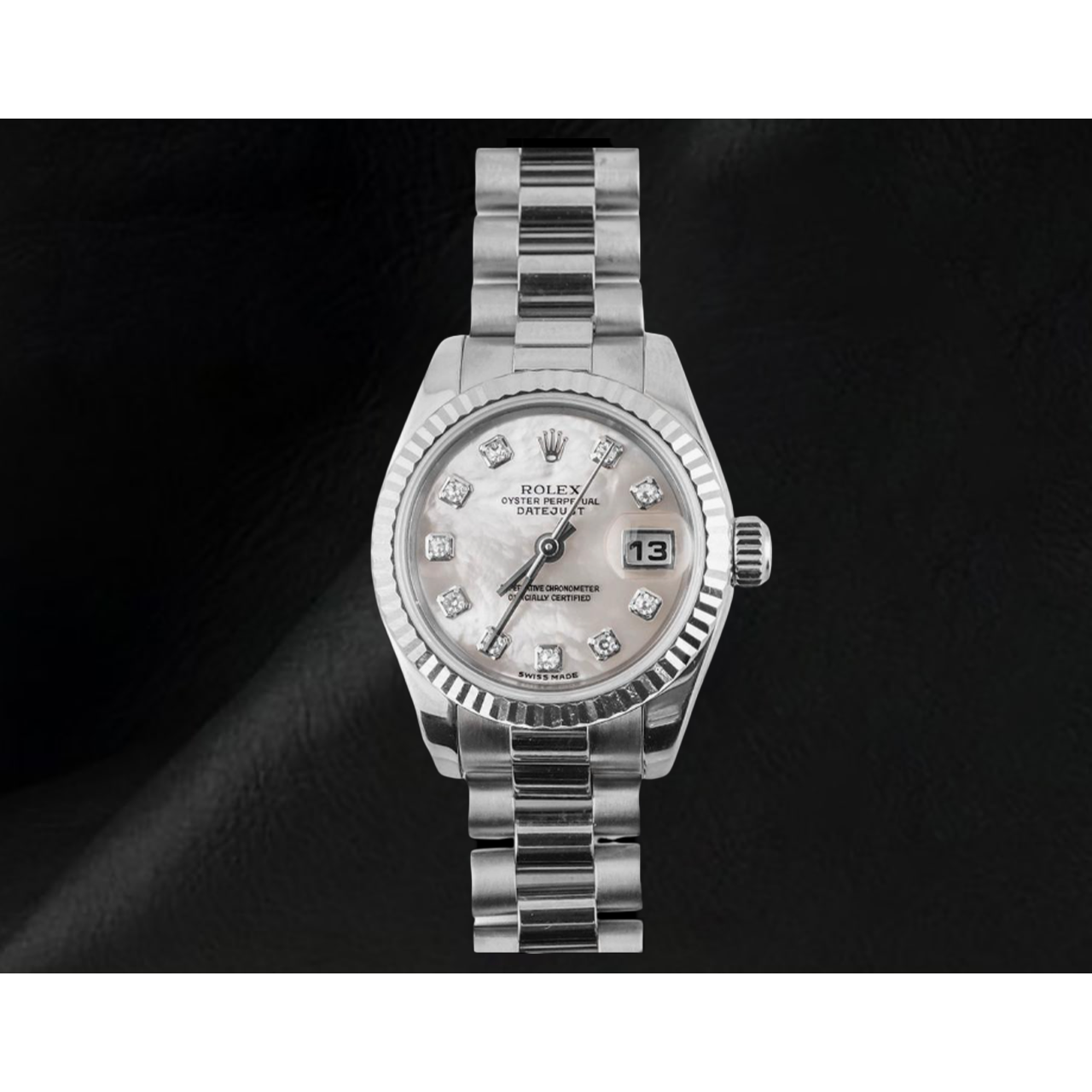 Montre Rolex Datejust Femme 26 mm Cadran en Nacre Année 2002 Bracelet President Or 18 Carats
