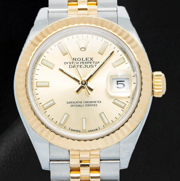 Montre Rolex Lady-Datejust 28 mm 279173 Bicolore Cadran Champagne Index Lumineux
