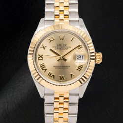 Rolex Lady-Datejust 28 mm 279173 Montre Bicolore Cadran Champagne Chiffres Romains