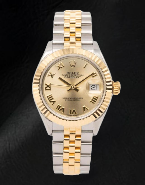 Montre Rolex Lady-Datejust 28 mm 279173 bicolore cadran champagne à chiffres romains
