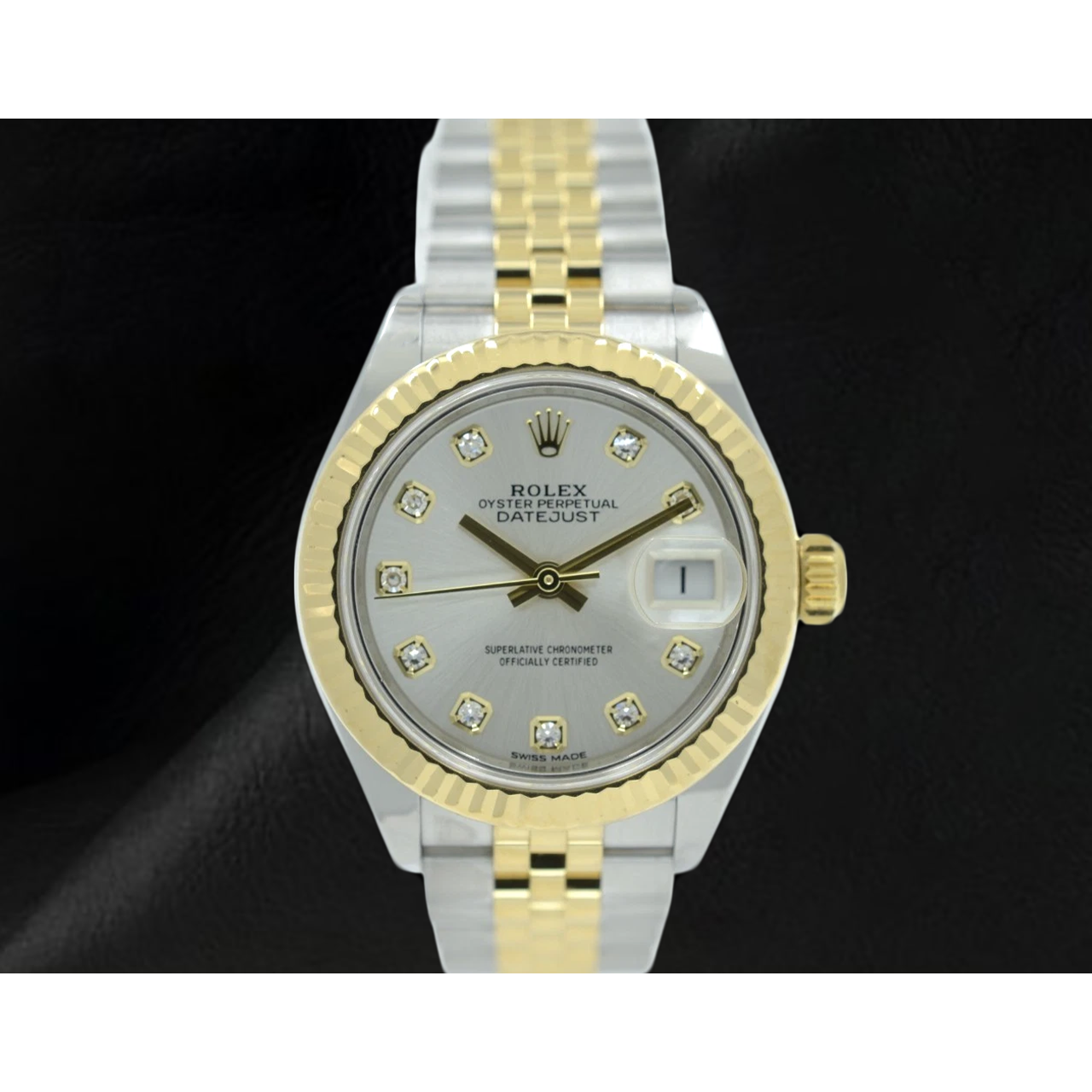 Rolex Lady-Datejust 28mm 279173 Montre Bicolore avec Cadran Diamants Argent