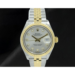 Rolex Lady-Datejust 28mm 279173 Montre Bicolore avec Cadran Diamants Argent