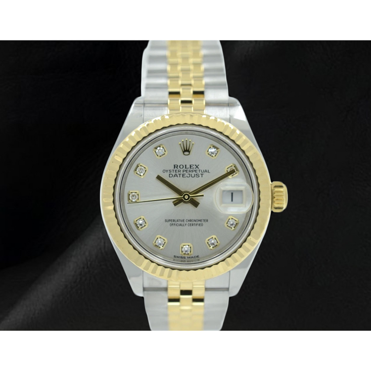 Rolex Lady-Datejust 28mm 279173 Montre Bicolore avec Cadran Diamants Argent