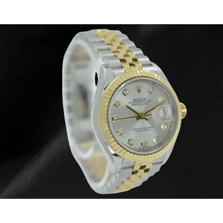 Rolex Lady-Datejust 28mm 279173 Montre Bicolore avec Cadran Diamants Argent