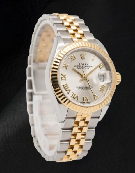 Montre Rolex Lady-Datejust 28 mm 279173 Cadran Argenté Chiffres Romains Bicolore