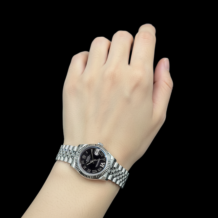 Rolex Mesdames Datejust Violet foncé Cadran romain en acier inoxydable 31 mm Montre P4