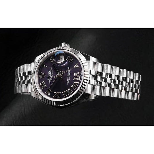 Rolex Datejust Violet foncé Cadran romain en acier inoxydable 31 mm Montre