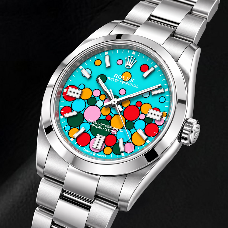 Montre Rolex Oyster Perpetual 126000 36 mm Cadran Célébration Turquoise en Acier Inoxydable