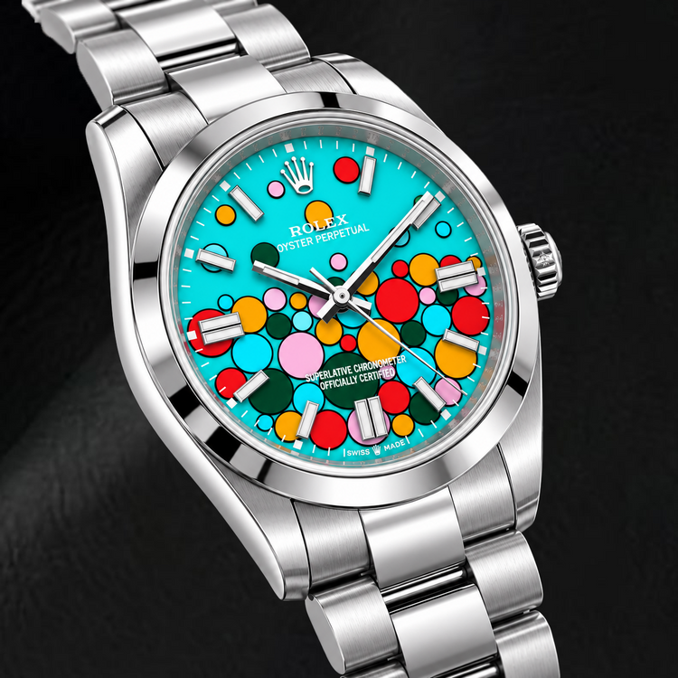 Montre Rolex Oyster Perpetual 126000 36 mm Cadran Célébration Turquoise en Acier Inoxydable