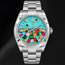 Montre Rolex Oyster Perpetual 126000 36 mm Cadran Célébration Turquoise en Acier Inoxydable