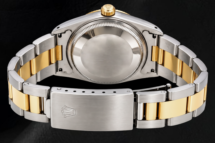 Montre Rolex Oyster Perpetual 14233 34 mm Bicolore Cadran à Index Bâtons Champagne