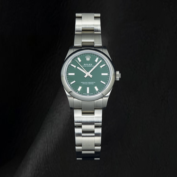 Montre Rolex Oyster Perpetual 277200 31 mm Cadran Vert Lunette Lisse Acier Inoxydable