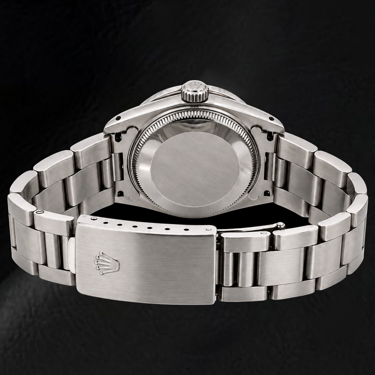 Montre Rolex Oyster Perpetual 77080 31 mm en Acier Inoxydable Cadran Noir à Chiffres Arabes