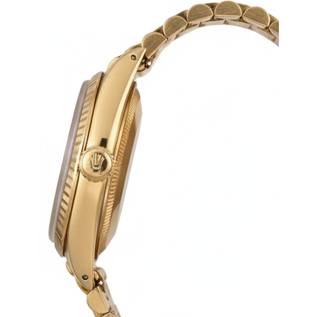 Rolex Présidente Bâton Cadran Lunette cannelée Montre dame en or jaune