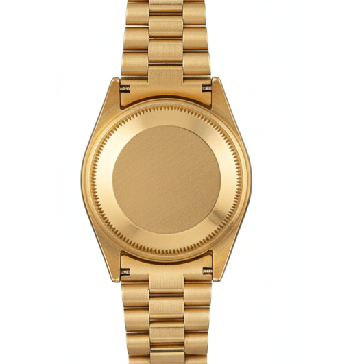 Rolex Présidente Bâton Cadran Lunette cannelée Montre dame en or jaune