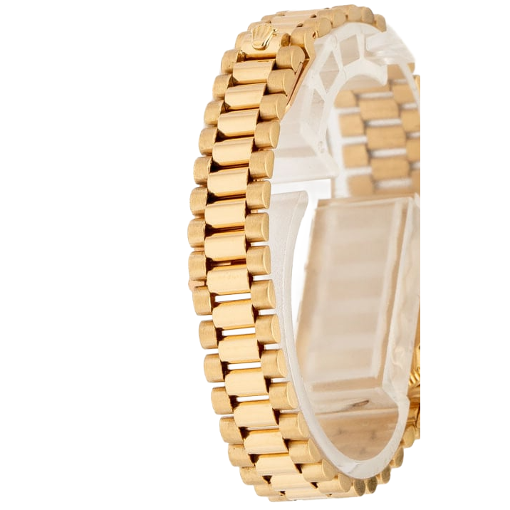 Rolex Présidente Bâton Cadran Lunette cannelée Montre dame en or jaune