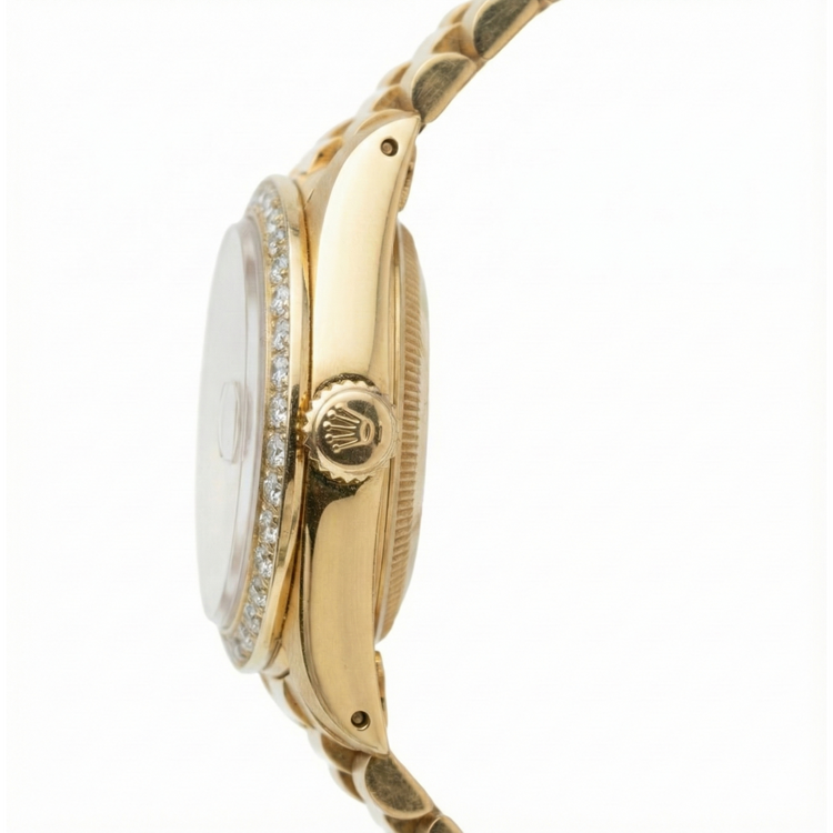 Rolex Présidente still Nacre Cadran Diamant Montre Lunette En Or