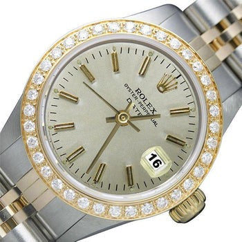 Rolex Regarder à cadran blanc avec lunette en diamant