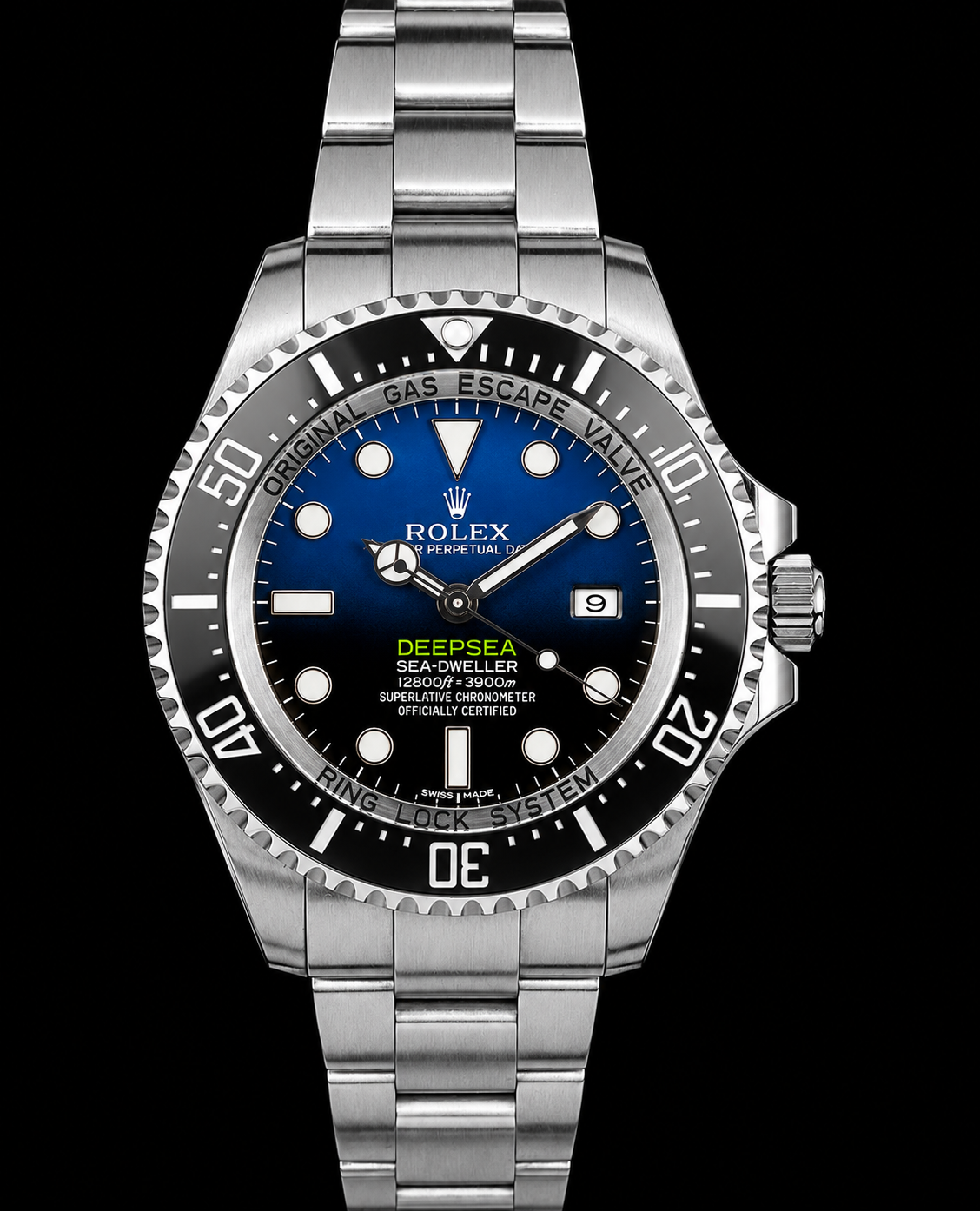 Montre Rolex Sea-Dweller Deepsea 44 mm 116660 James Cameron Cadran Dégradé Bleu Acier Inoxydable Bracelet Oyster