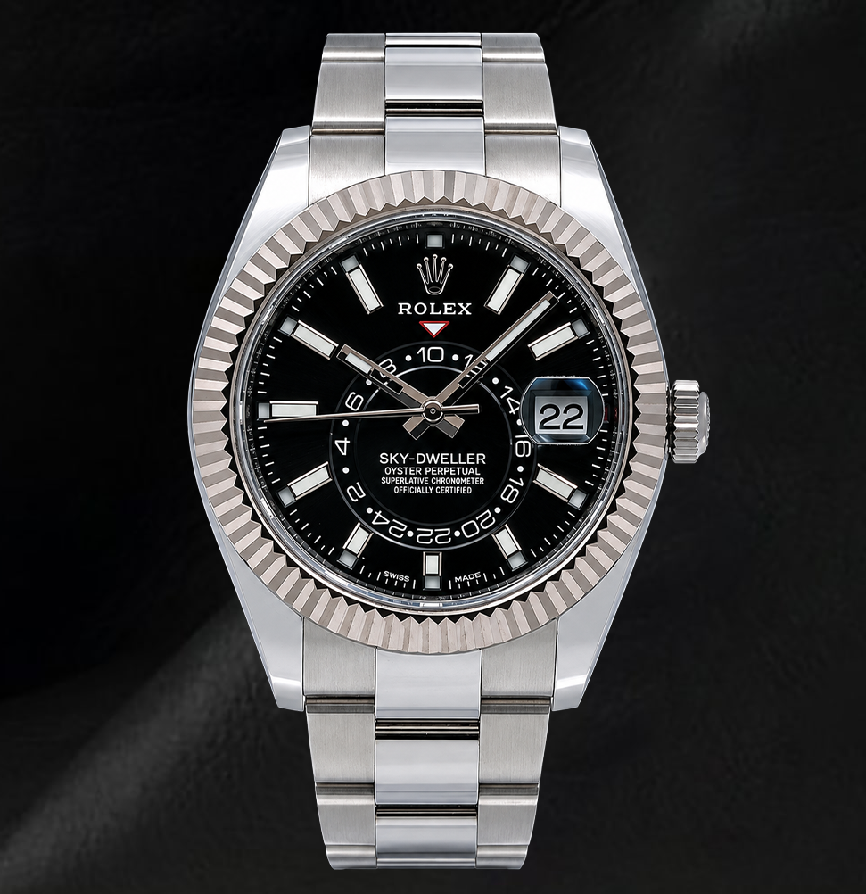 Montre Rolex Sky-Dweller 326934 Cadran Noir 42 mm Acier Inoxydable Bracelet Oyster