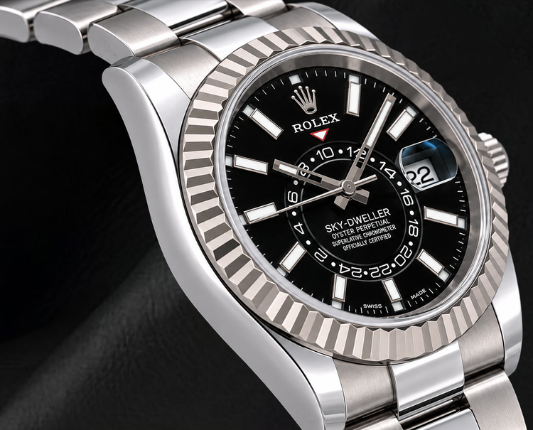 Montre Rolex Sky-Dweller 326934 Cadran Noir 42 mm Acier Inoxydable Bracelet Oyster