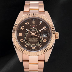 Montre Rolex Sky-Dweller 326935 42 mm en Or Rose Cadran Chocolat Chiffres Arabes