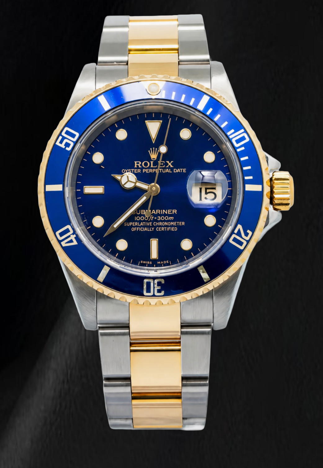 Montre Rolex Submariner Date 16613 40 mm Bicolore Cadran Bleu Luminescent
