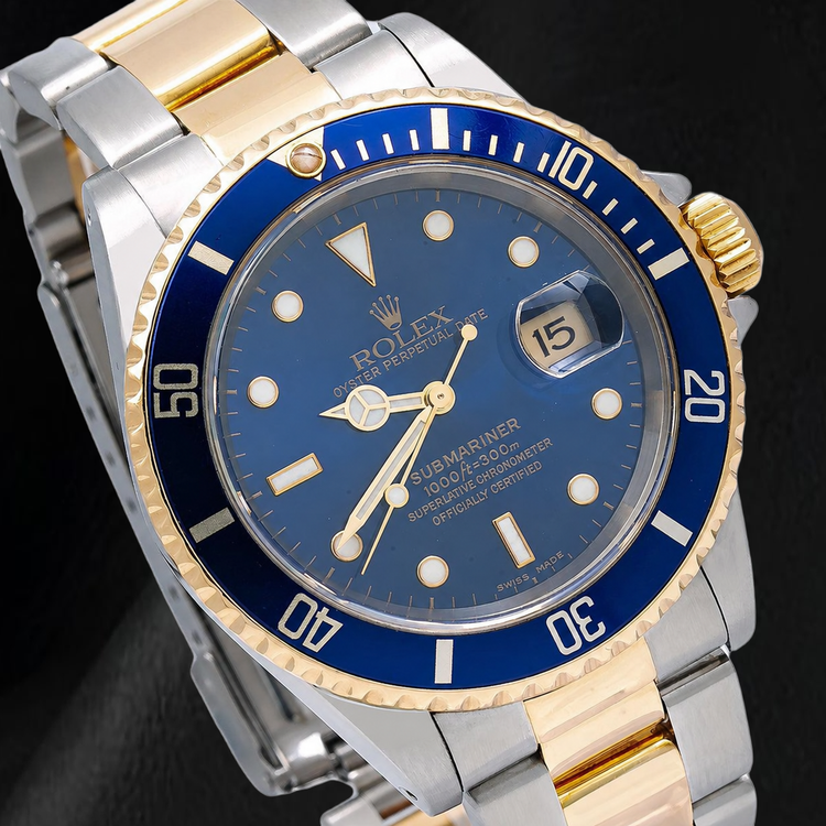 Montre Rolex Submariner Date 16613 40 mm Bicolore Cadran Bleu Luminescent