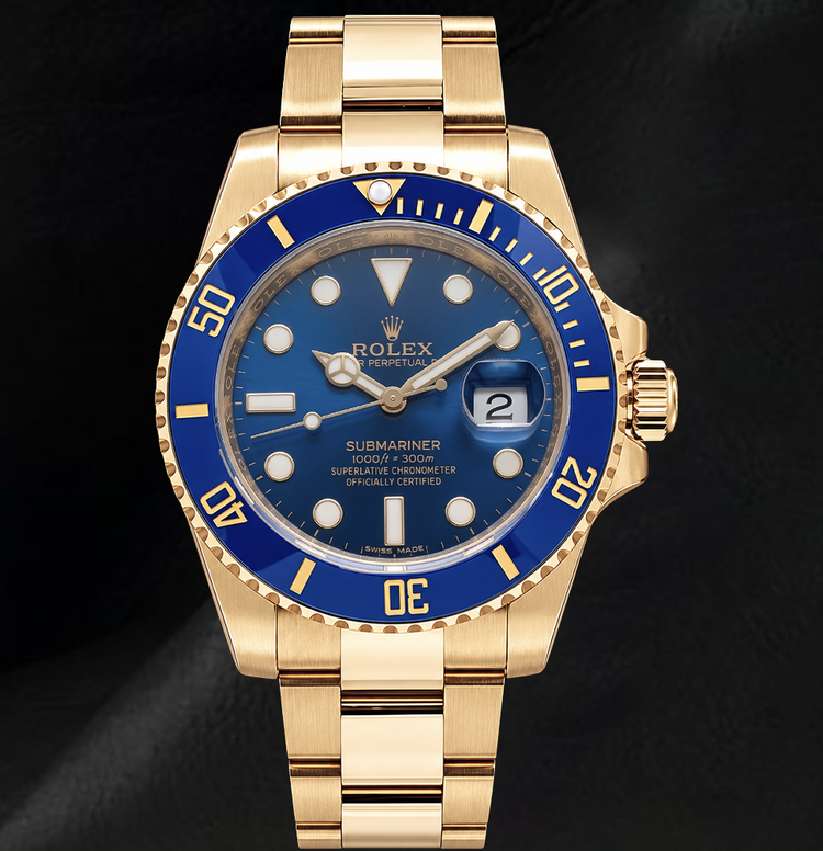 Montre Rolex Submariner Date 40 mm 116618LB Cadran Bleu en Or Jaune