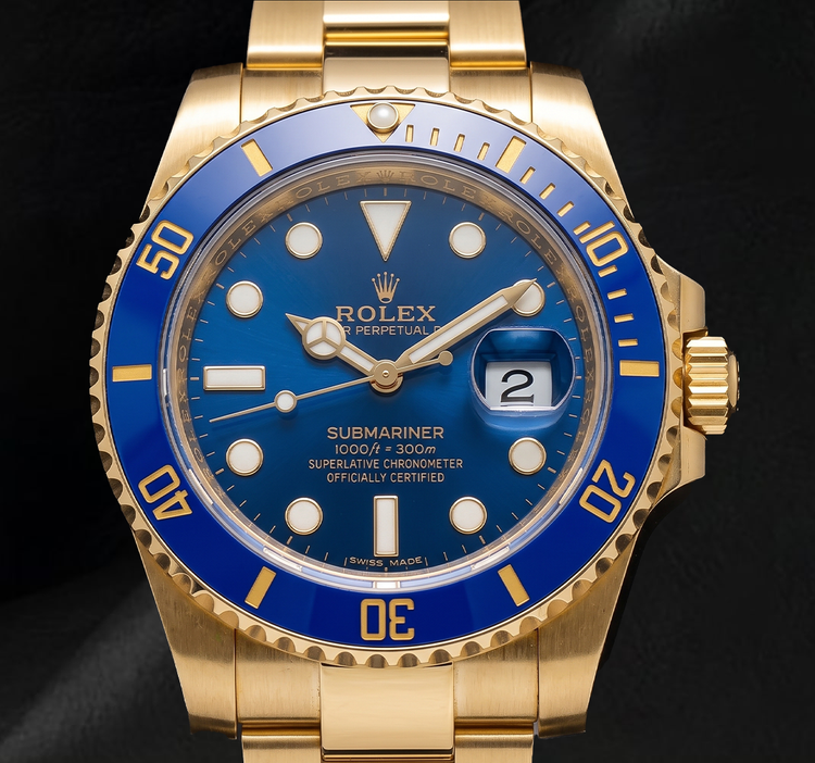 Montre Rolex Submariner Date 40 mm 116618LB Cadran Bleu en Or Jaune