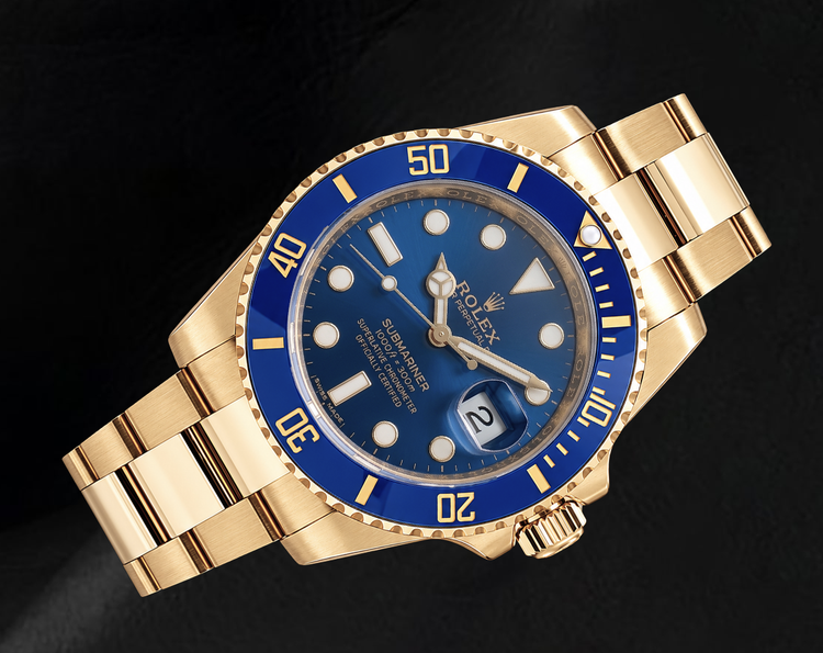 Montre Rolex Submariner Date 40 mm 116618LB Cadran Bleu en Or Jaune