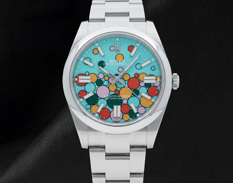 Montre Rolex Cadran Célébration Turquoise 124300 Acier Inoxydable 41 mm