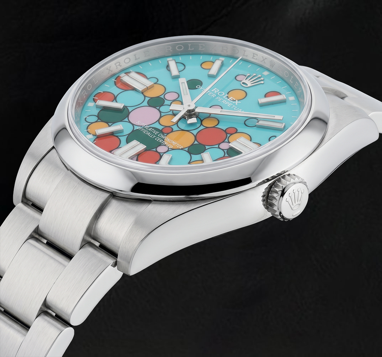 Montre Rolex Cadran Célébration Turquoise 124300 Acier Inoxydable 41 mm
