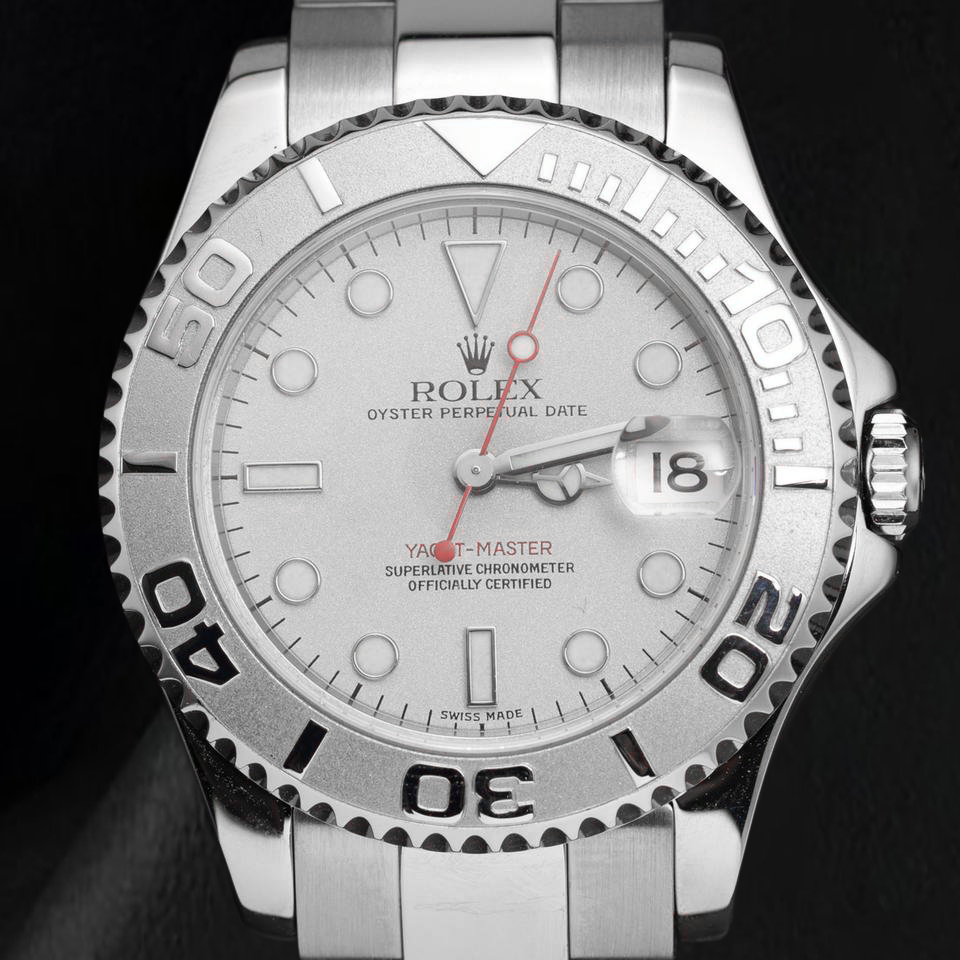 Montre Rolex Yacht-Master 168622 35 mm Platine Cadran Blanc Acier Inoxydable