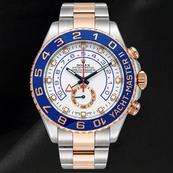 Montre Rolex Yacht-Master II 116681 44 mm Cadran Blanc Lunette en Céramique Bleue Bicolore