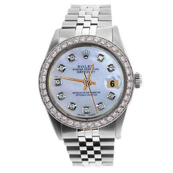 Rolex acier inoxydable Datejust Montre Cadran Blanc Diamant Lunette Homme
