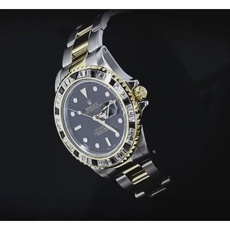 Rolex baguette personnalisée Gmt master Ii Montre Homme Or Jaune & acier inoxydable2