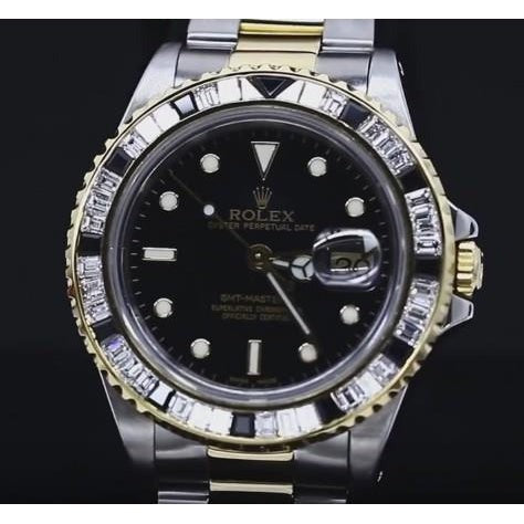 Rolex baguette personnalisée Gmt master Ii Montre Homme Or Jaune & acier inoxydable3
