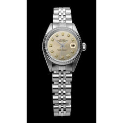 Rolex dame Datejust montre argent acier inoxydable jubilé bracelet lunette cannelée