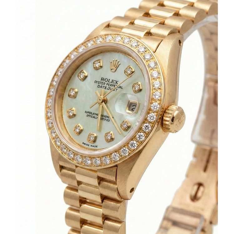 Rolex datejust président still Regarder blanc vadrouille cadran diamant lunette or