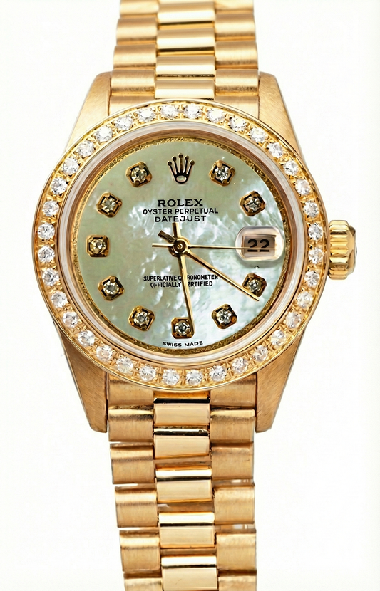 Rolex datejust président still Regarder blanc vadrouille cadran diamant lunette or