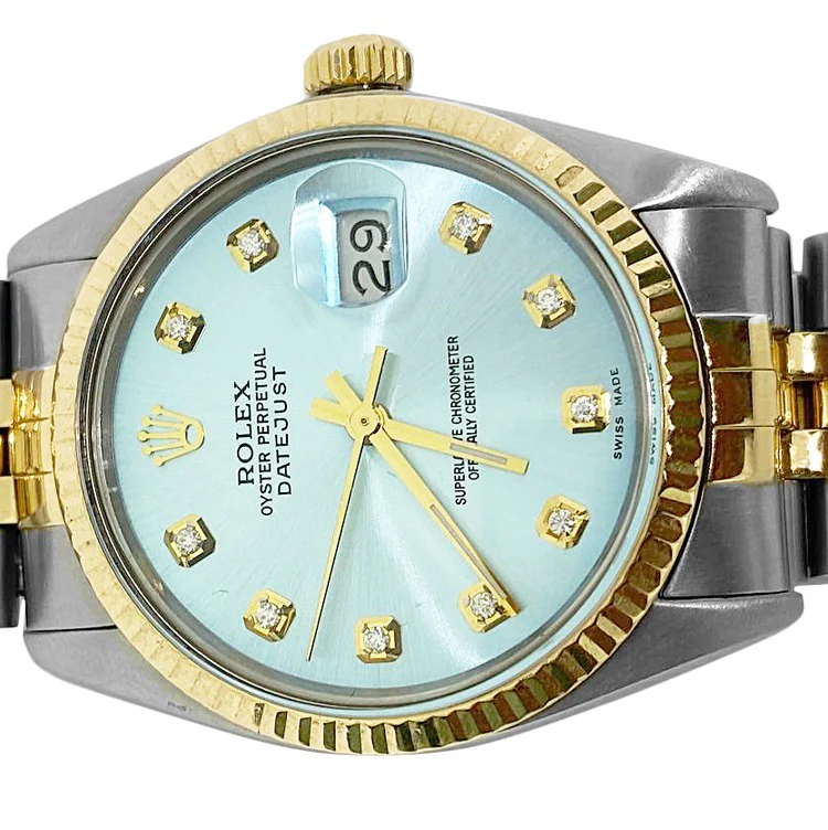 Rolex hommes Datejust Rolex bleu acier inoxydable & or jubilé Bracelet ensemble rapide