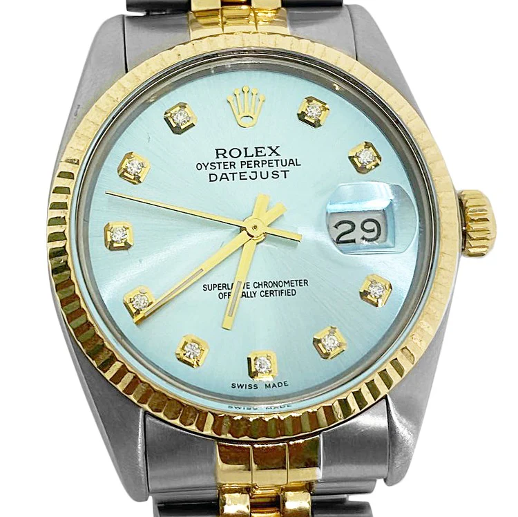 Rolex hommes Datejust Rolex bleu acier inoxydable & or jubilé Bracelet ensemble rapide