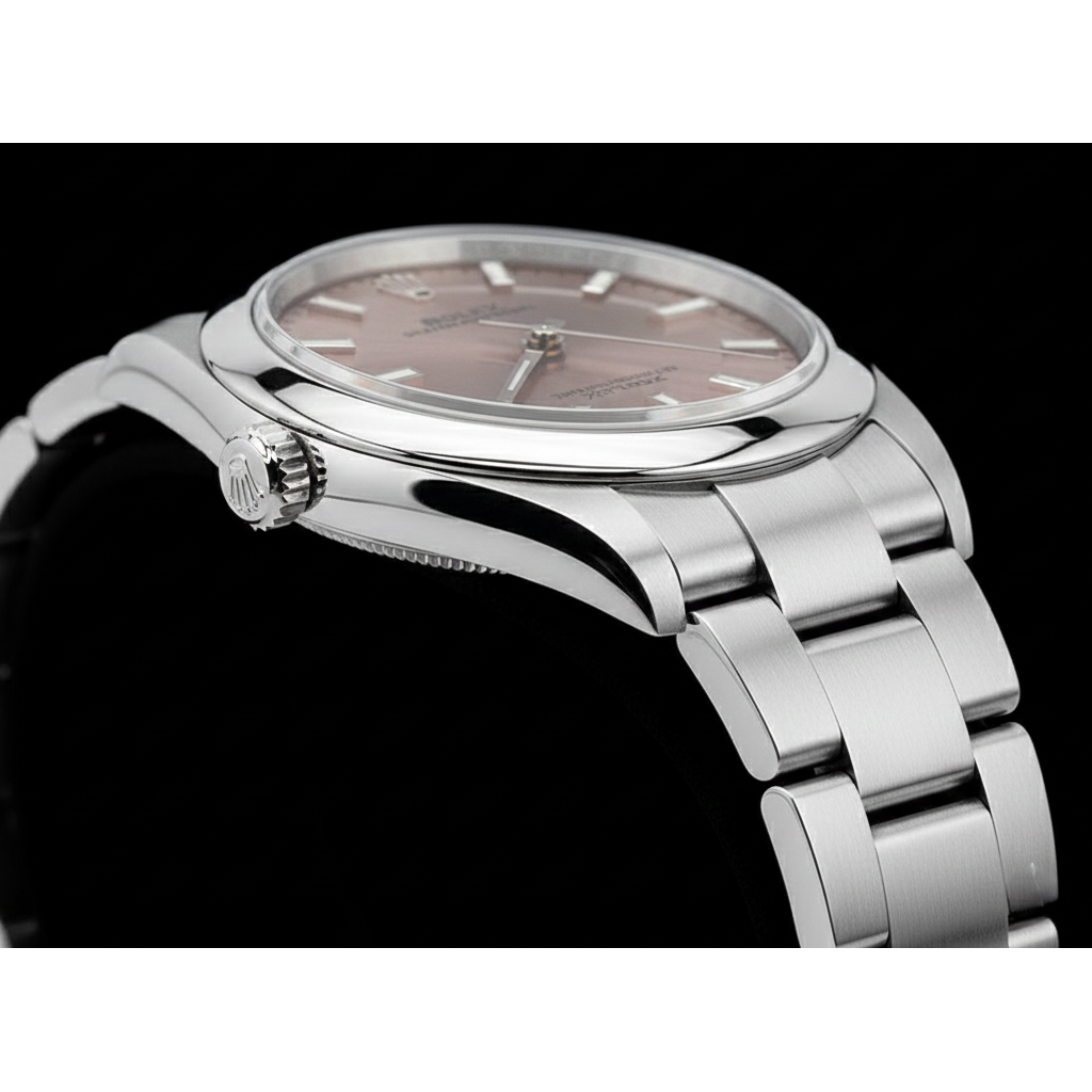 Rolex huître Perpétuelle 31 mm cadran lumineux saumon montre en acier pour femme