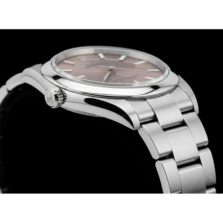 Rolex huître Perpétuelle 31 mm cadran lumineux saumon montre en acier pour femme