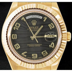 Rolex jour Date Ii 41 mm cadran arabe noir montre homme or jaune