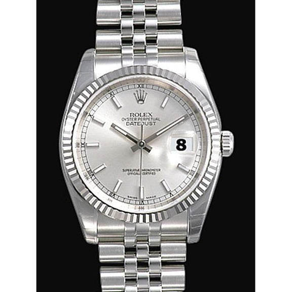 Rolex montre jubilé d'argent en acier pour hommes datejust 